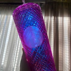 Hot Pink Iridescent Blue Jeweled Starbucks Cup